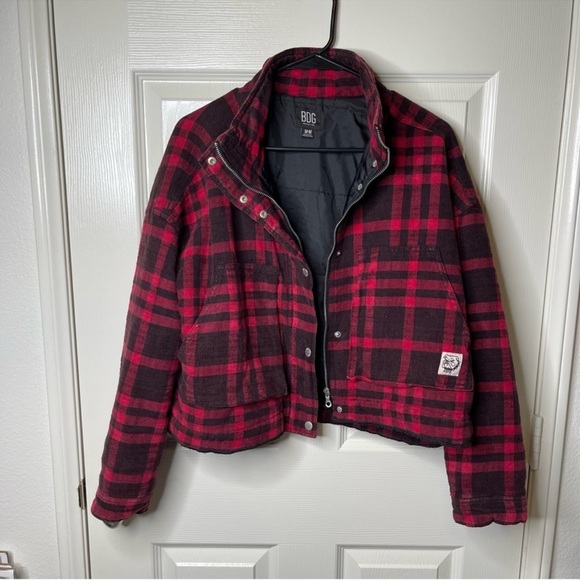 BDG Urban Outfitters Skye Plaid Shirt Jacket in Red and Black Size Medium - Picture 2 of 10